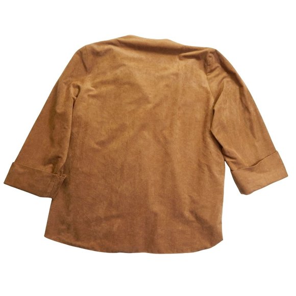 IC By Connie K Womens Tan Suede Jacket Asymmetrical Lagenlook Size XXL - Picture 2 of 10